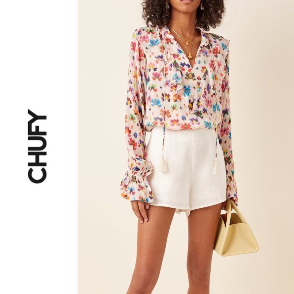 NWT CHUFY Iquitos Printed Chiffon Blouse XS